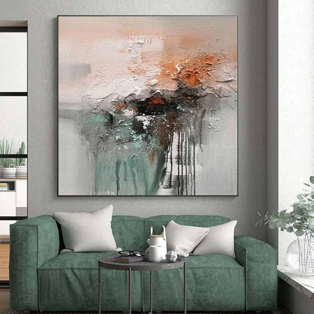 Abstract_Teal_Neutrals_Textured_Abstract_Artwork_7WQ2H wall art